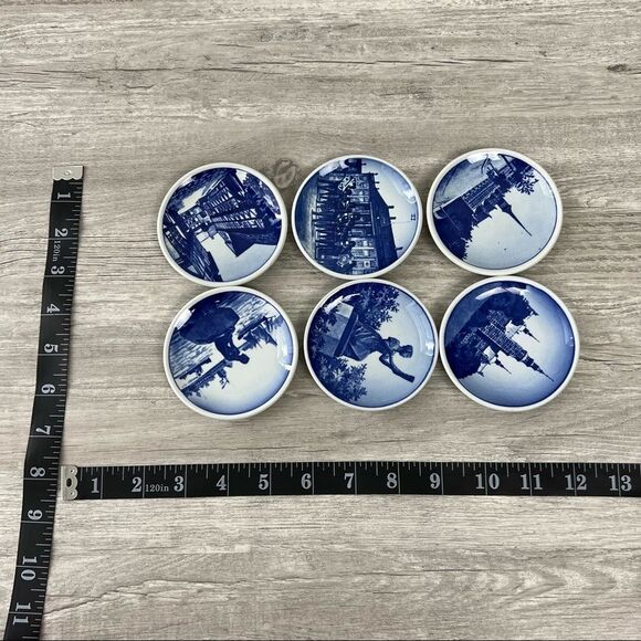 Royal Copenhagen 2010 France Mini Decorative Blue & White Plates Set of 6 - Picture 5 of 9